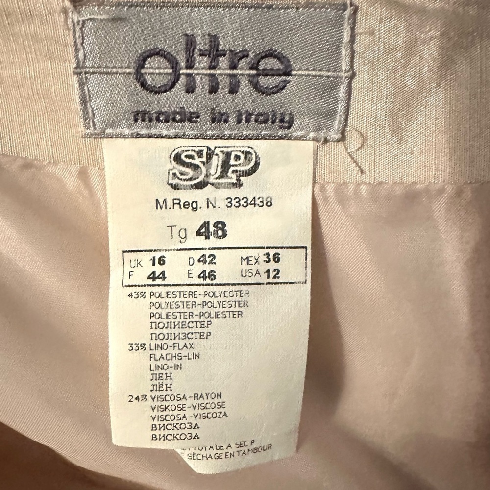 Oltre Made in Italy Flax Blend Cream Fit Flare Pencil Skirt 12 Ivory Fitted - Picture 6 of 9